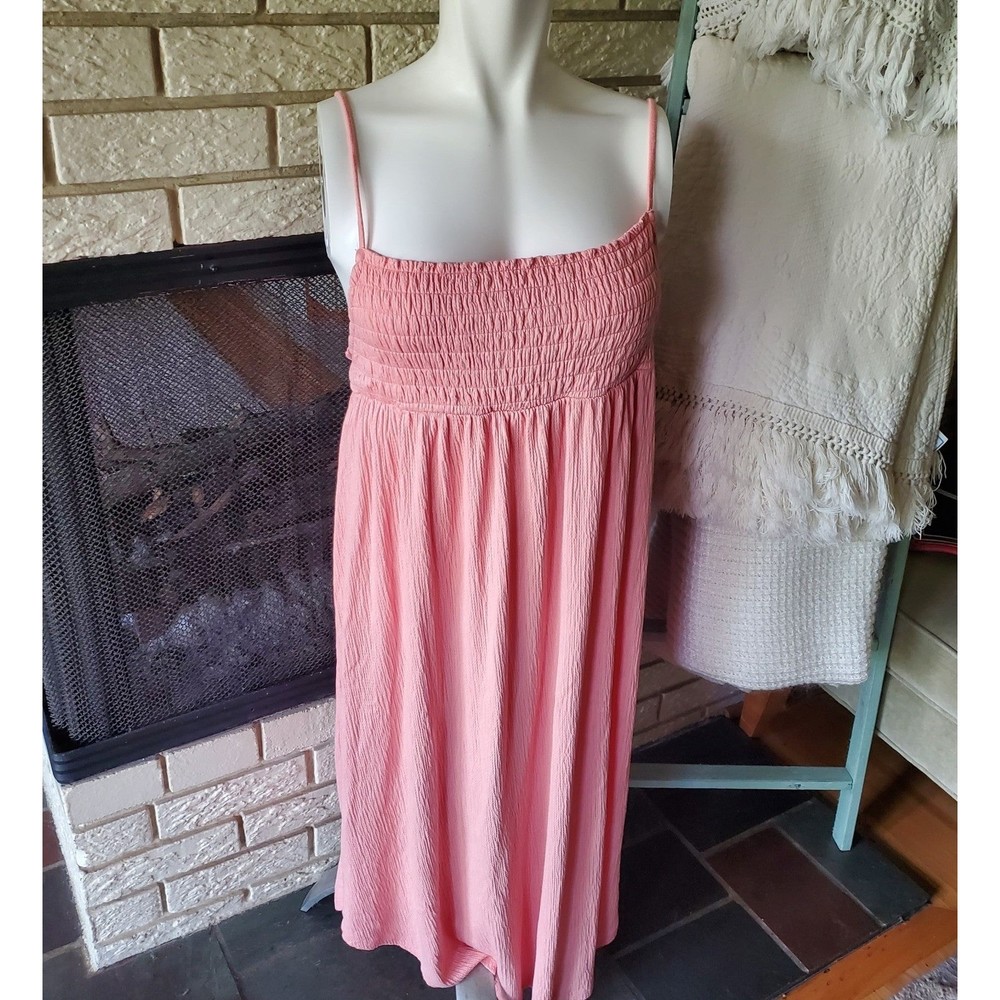 Scoop Sundress Swim Cover High-Low Midi Gauzy Tank Shift Dress M